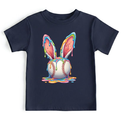 Easter Baseball Youth Shirt Colorful Paint Drip Bunny Ears Sweatshirt