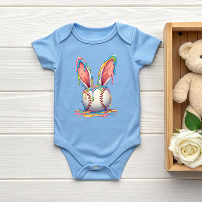 Easter Baseball Youth Shirt Colorful Paint Drip Bunny Ears Sweatshirt