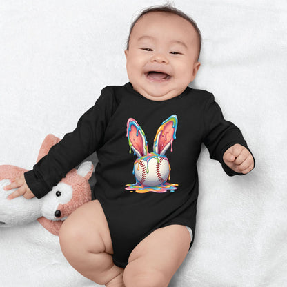 Easter Baseball Youth Shirt Colorful Paint Drip Bunny Ears Sweatshirt