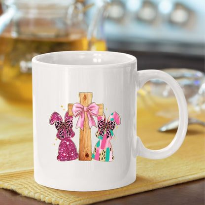 Easter Bunny Christian Cross DTF Transfer ready to Press