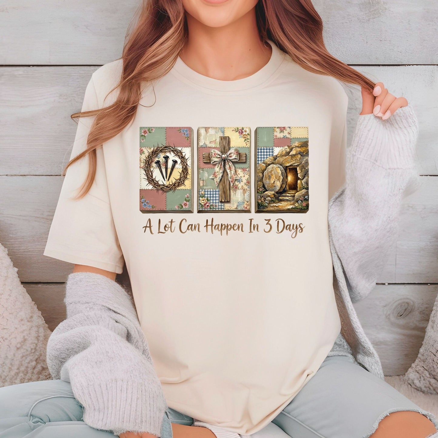 Easter Ready to Press DTF Transfer A Lot Can Happen in 3 Days Christian Heat Transfer For Shirts Easter UV Sticker Prints