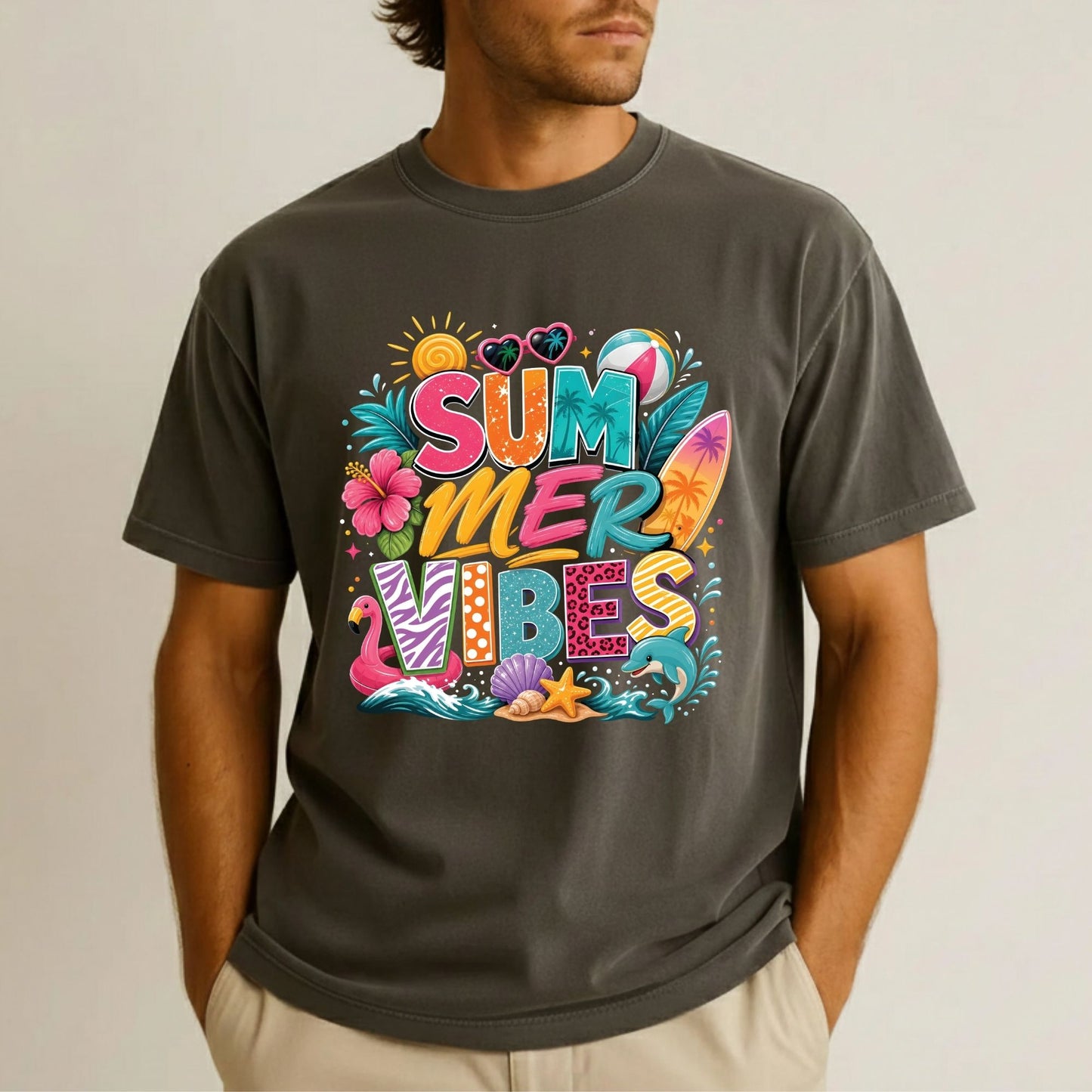 Endless Summer Retro Sunset DTF Transfer Ready to Press Beach Vacation UV DTF Sticker Coconut Drink Heat Transfer for Shirts