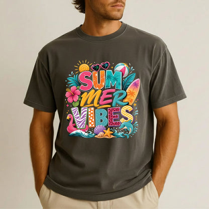 Endless Summer Retro Sunset DTF Transfer Ready to Press Beach Vacation UV DTF Sticker Coconut Drink Heat Transfer for Shirts