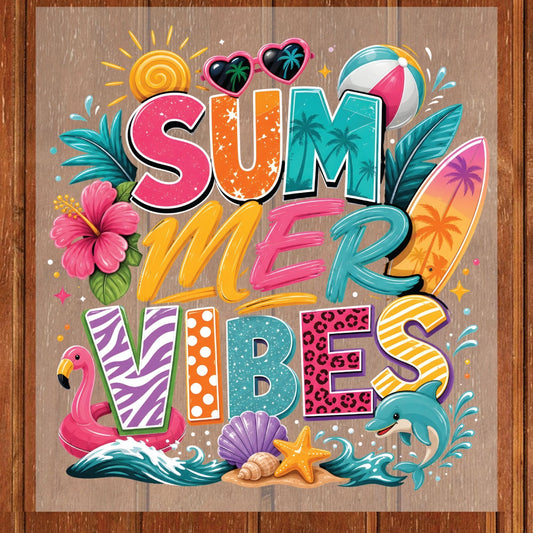 Endless Summer Retro Sunset DTF Transfer Ready to Press Beach Vacation UV DTF Sticker Coconut Drink Heat Transfer for Shirts