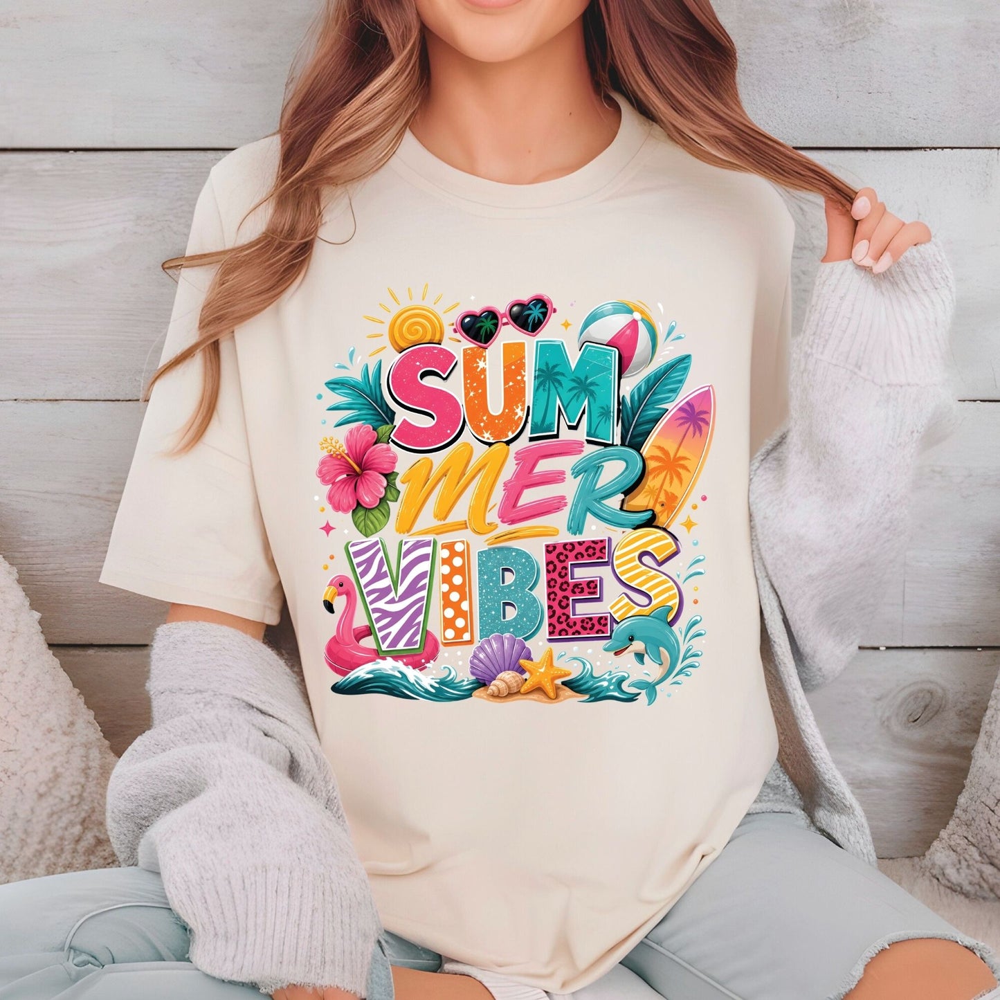 Endless Summer Retro Sunset DTF Transfer Ready to Press Beach Vacation UV DTF Sticker Coconut Drink Heat Transfer for Shirts