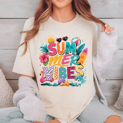 Endless Summer Retro Sunset DTF Transfer Ready to Press Beach Vacation UV DTF Sticker Coconut Drink Heat Transfer for Shirts