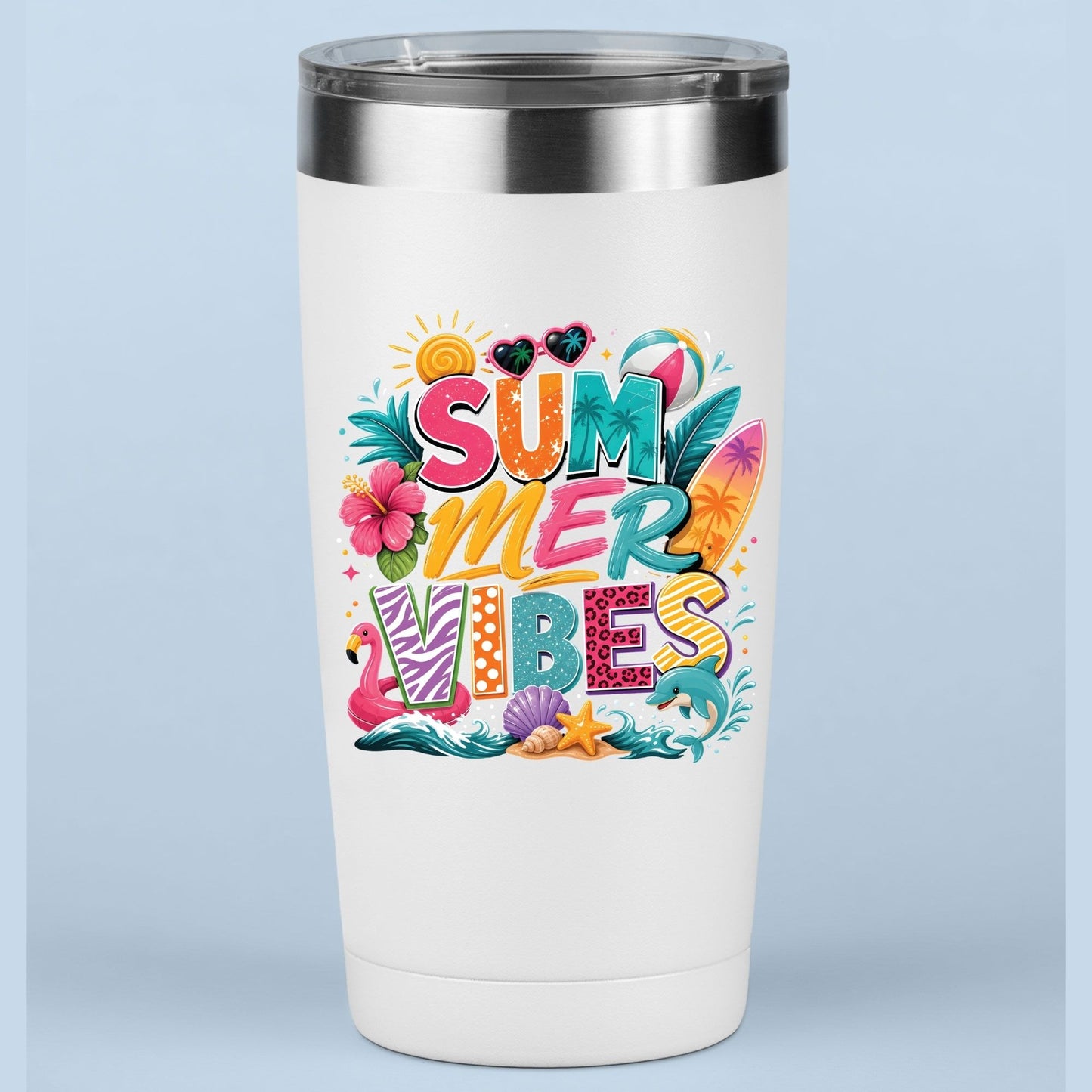 Endless Summer Retro Sunset DTF Transfer Ready to Press Beach Vacation UV DTF Sticker Coconut Drink Heat Transfer for Shirts