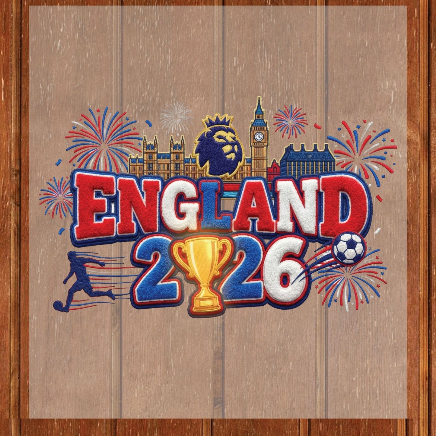 England World Cup 2026 DTF Transfer Ready to Press Big Ben Fireworks Soccer Heat Transfer For Shirts Football Supporter UV Sticker Prints