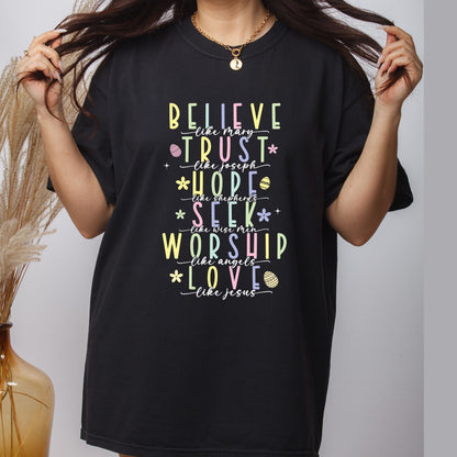 Faith Based Easter DTF Transfer ready to Press Believe Hope Worship Love Heat Transfer for Shirts Bible Verse UV Sticker Prints