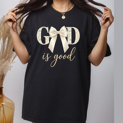 Faith Christian DTF Transfer Ready to Press Religious Apparel Heat Transfer for Shirts God is Good Floral Bow UV Sticker