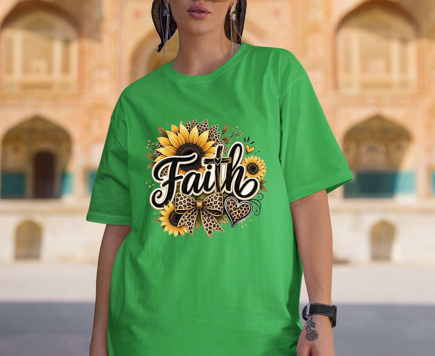 Faith Sunflower T Shirt Leopard Print Cross Tee Christian Leopard Bow Shirt Religious Gift For Her Adult Youth Toddler Baby Spiritual Church Outfit