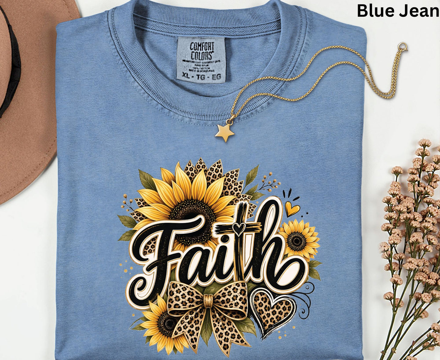 Faith Sunflower T Shirt Leopard Print Cross Tee Christian Leopard Bow Shirt Religious Gift For Her Adult Youth Toddler Baby Spiritual Church Outfit