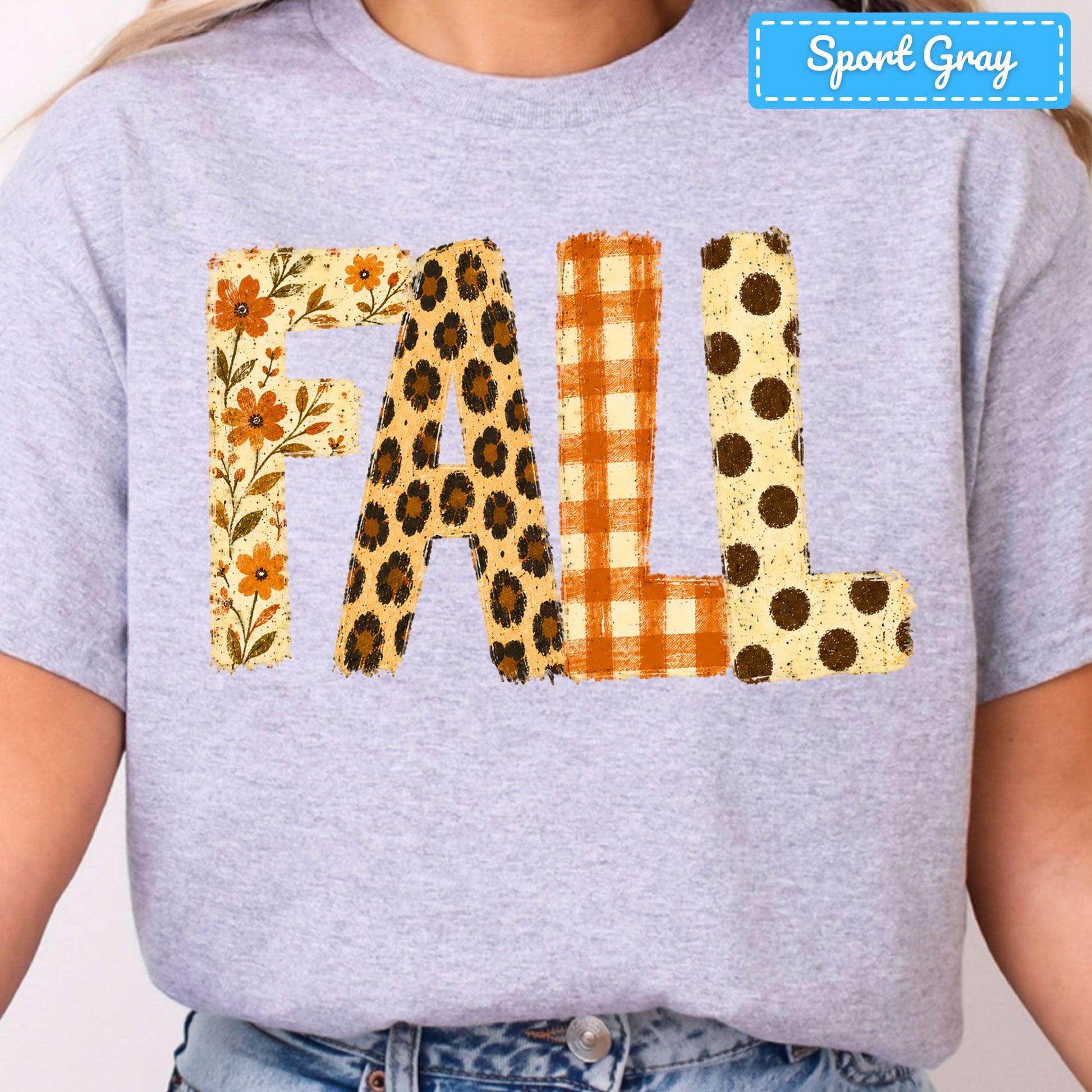Fall Floral Leopard Plaid T-Shirt, Polka Dot Autumn Sweatshirt, Fall Graphic Tee