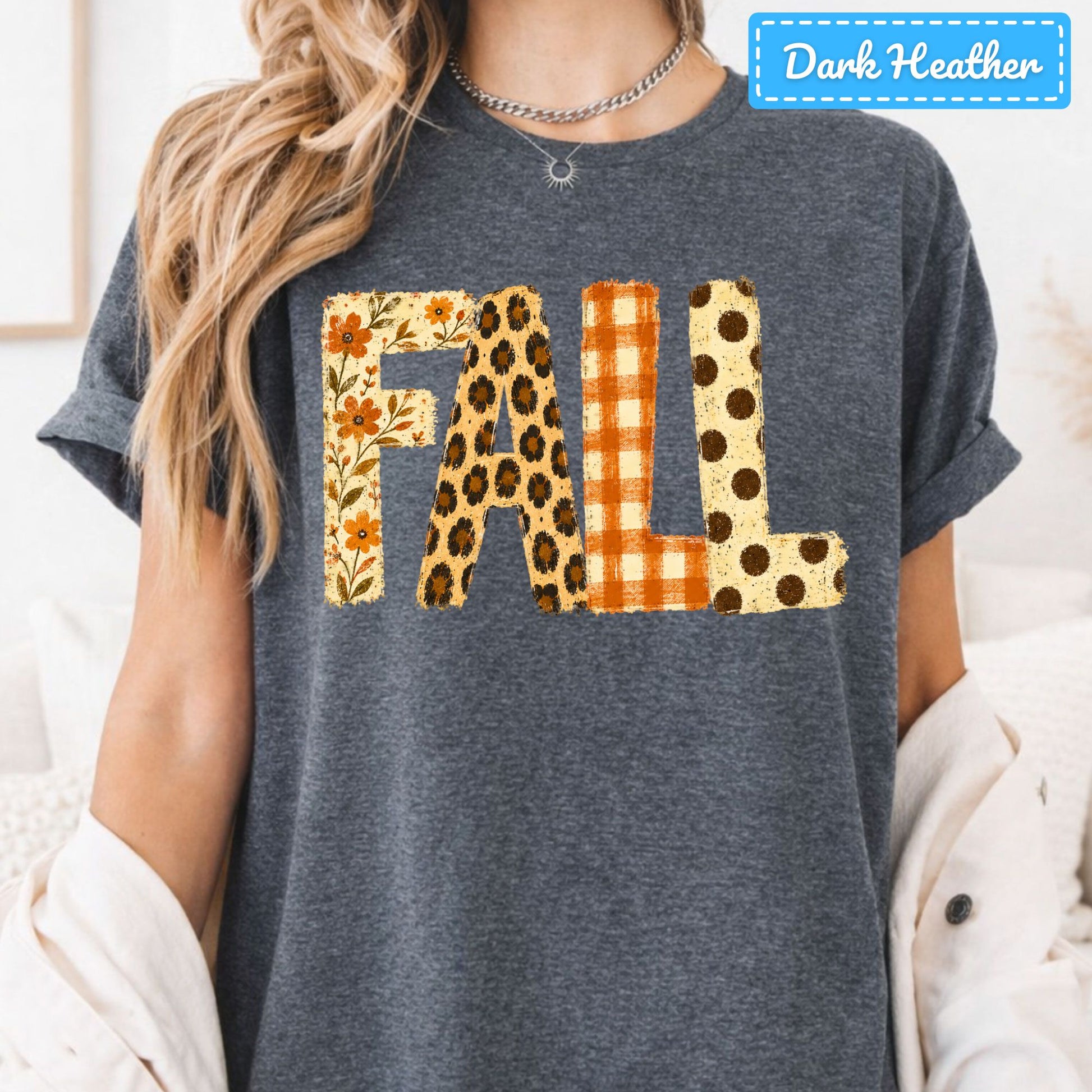 Fall Floral Leopard Plaid T-Shirt, Polka Dot Autumn Sweatshirt, Fall Graphic Tee