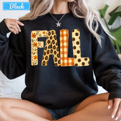 Fall Floral Leopard Plaid T-Shirt, Polka Dot Autumn Sweatshirt, Fall Graphic Tee