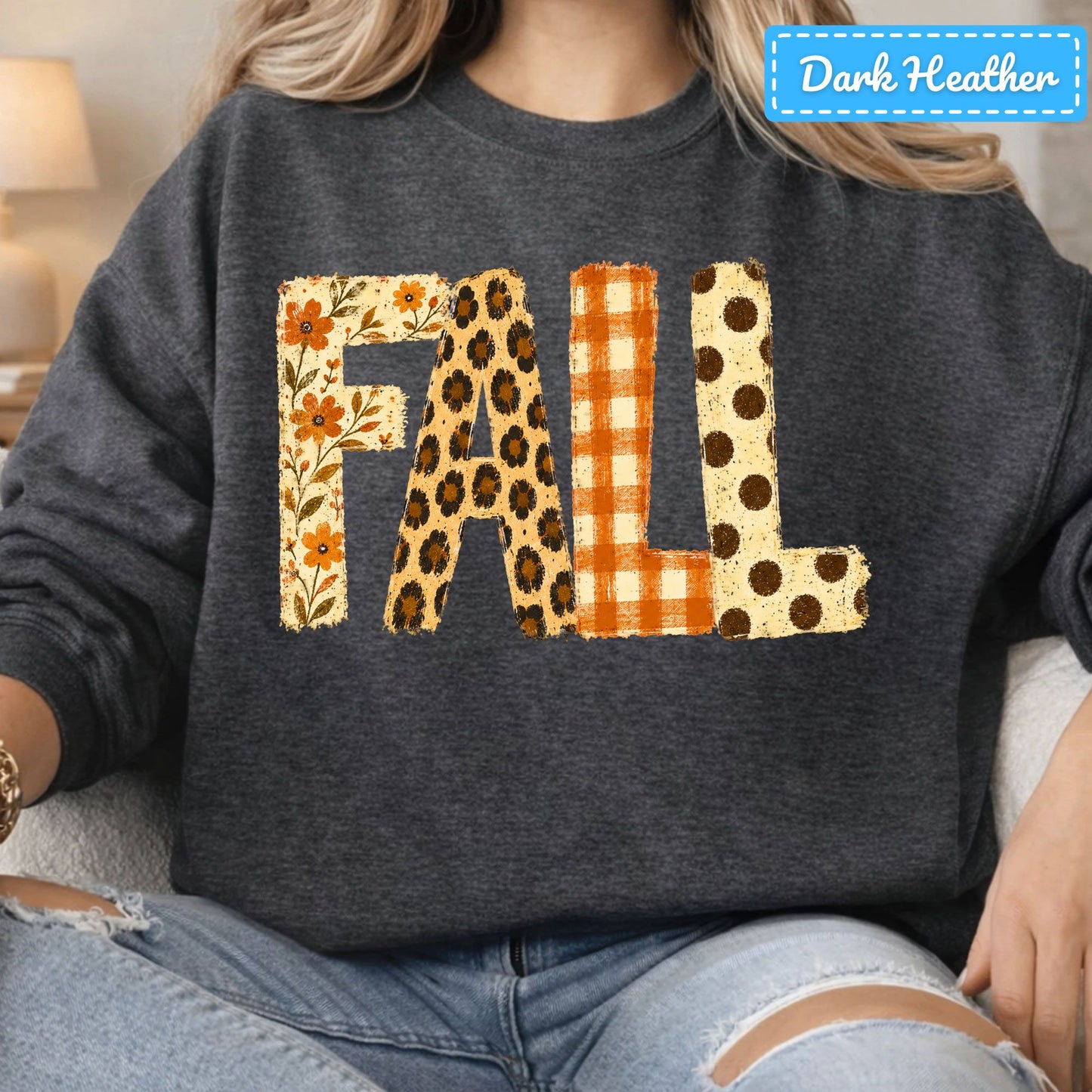 Fall Floral Leopard Plaid T-Shirt, Polka Dot Autumn Sweatshirt, Fall Graphic Tee