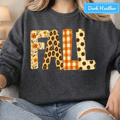 Fall Floral Leopard Plaid T-Shirt, Polka Dot Autumn Sweatshirt, Fall Graphic Tee