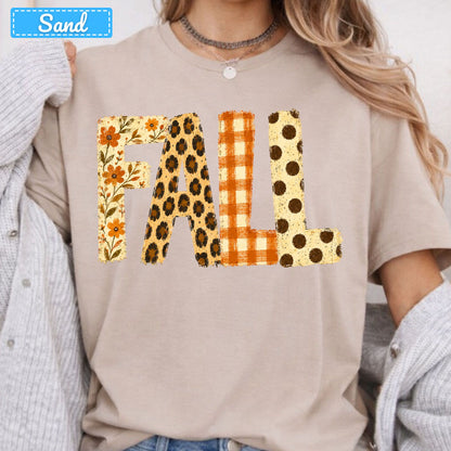Fall Floral Leopard Plaid T-Shirt, Polka Dot Autumn Sweatshirt, Fall Graphic Tee