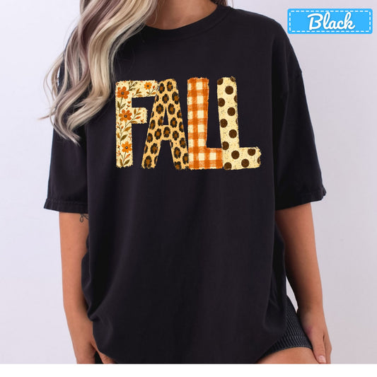 Fall Floral Leopard Plaid T-Shirt, Polka Dot Autumn Sweatshirt, Fall Graphic Tee