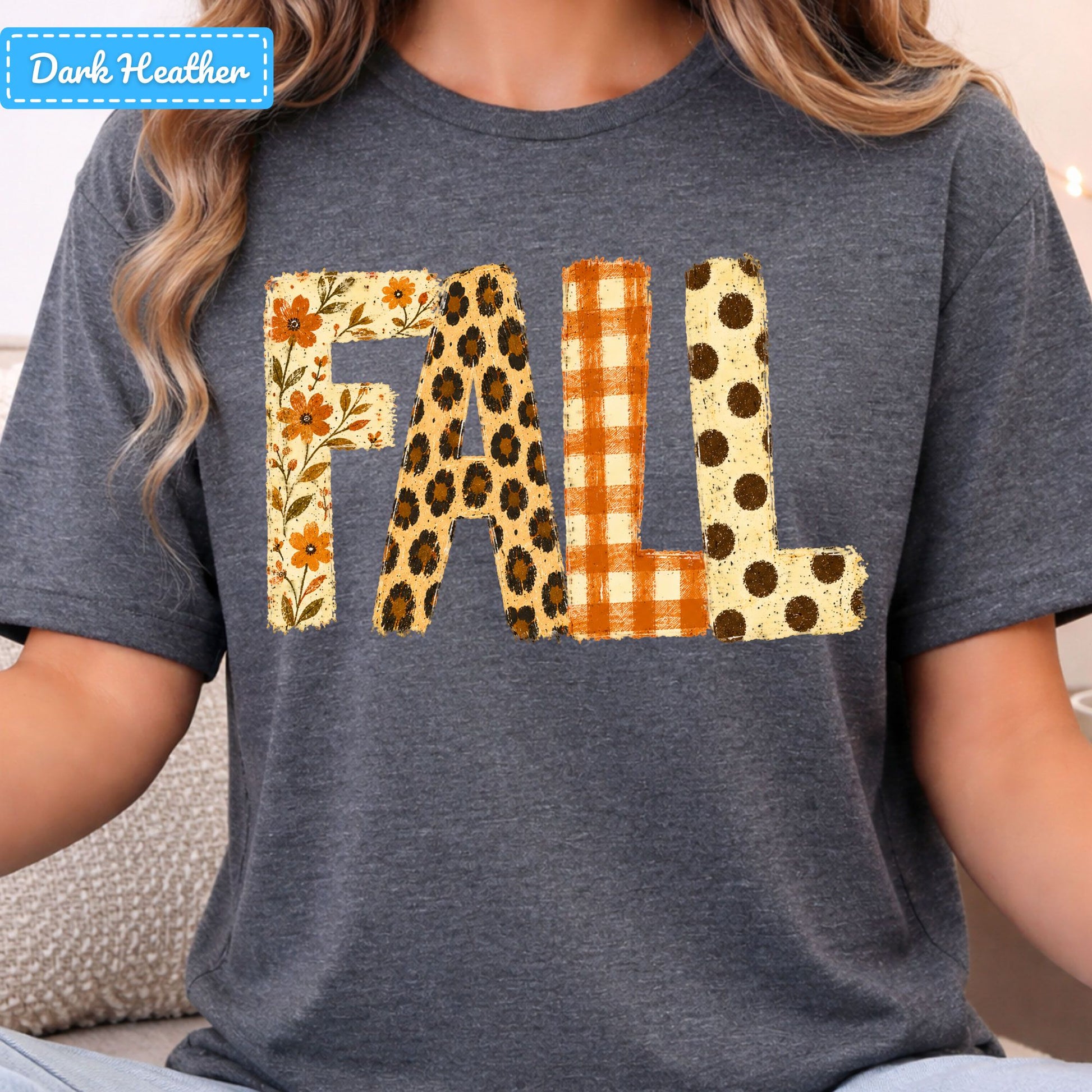 Fall Floral Leopard Plaid T-Shirt, Polka Dot Autumn Sweatshirt, Fall Graphic Tee