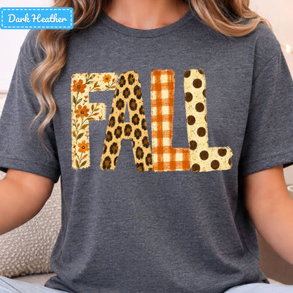 Fall Floral Leopard Plaid T-Shirt, Polka Dot Autumn Sweatshirt, Fall Graphic Tee