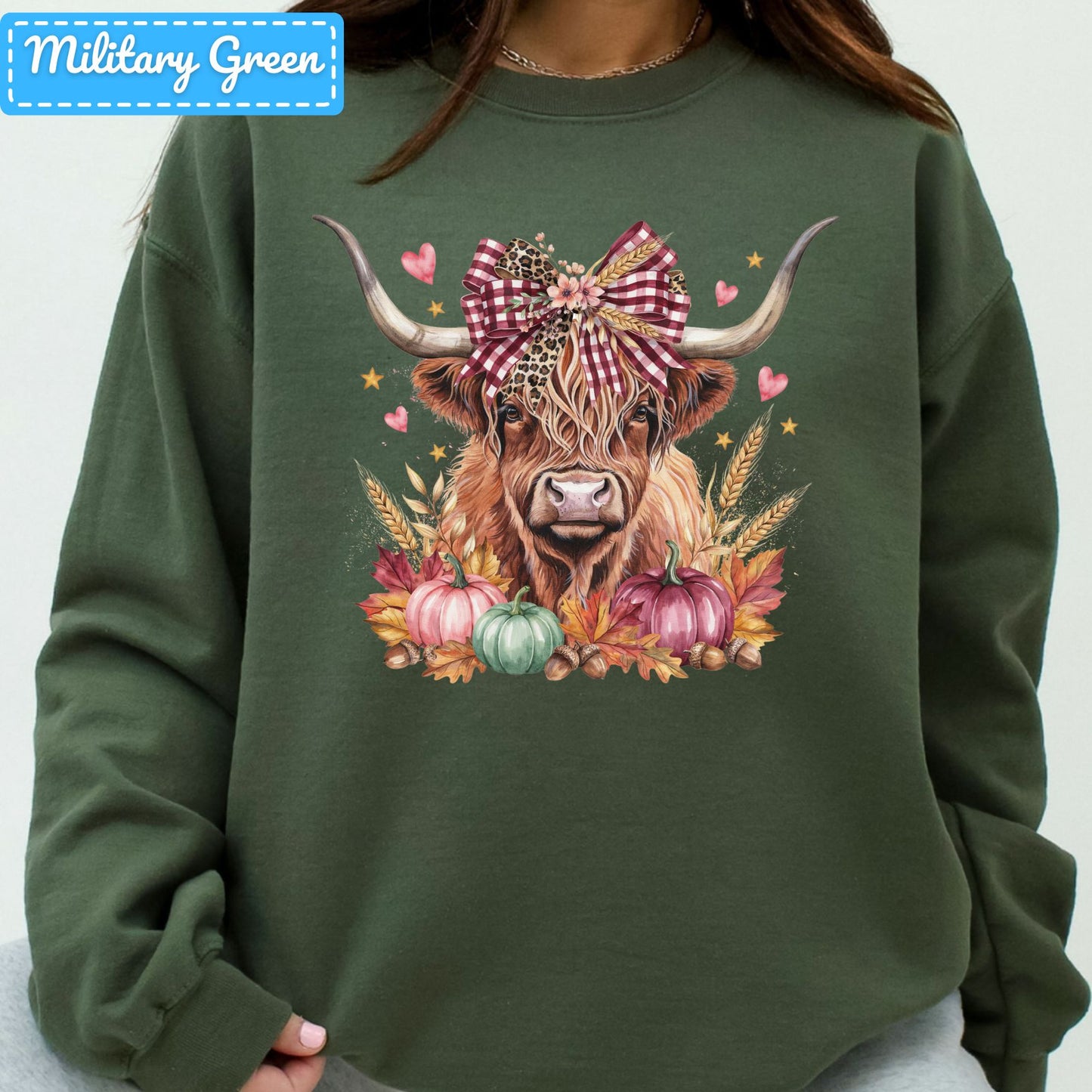 Fall Highland Cow T-Shirt, Plaid Leopard Bow Pumpkin Sweatshirt, Autumn Tee