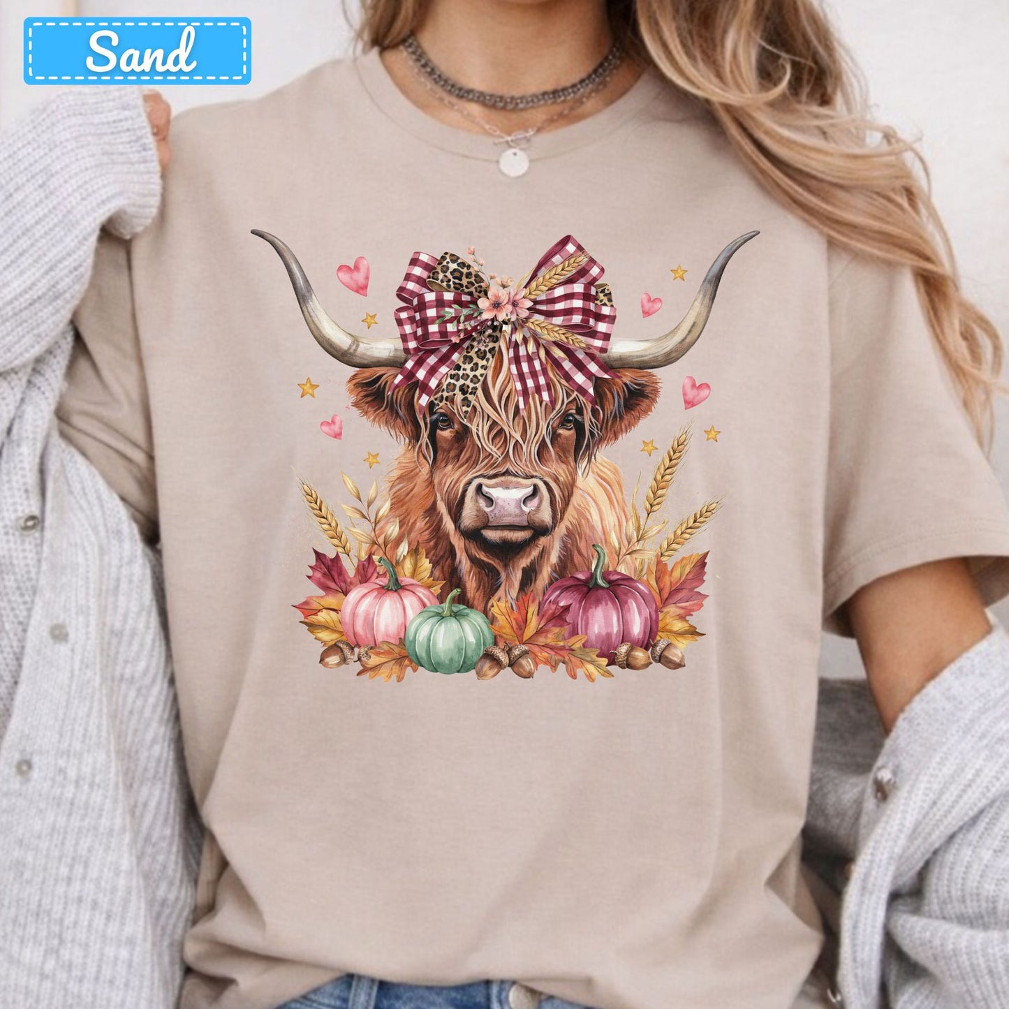 Fall Highland Cow T-Shirt, Plaid Leopard Bow Pumpkin Sweatshirt, Autumn Tee