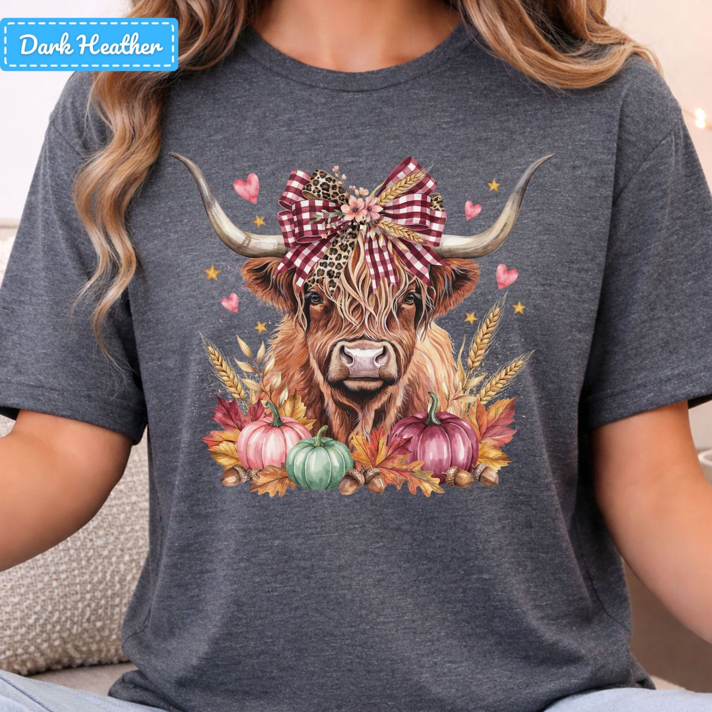 Fall Highland Cow T-Shirt, Plaid Leopard Bow Pumpkin Sweatshirt, Autumn Tee