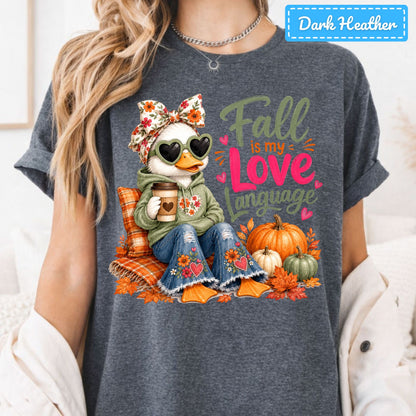 Fall Is My Love Language Duck T-Shirt, Floral Bow Pumpkin Sweatshirt, Coffee Tee