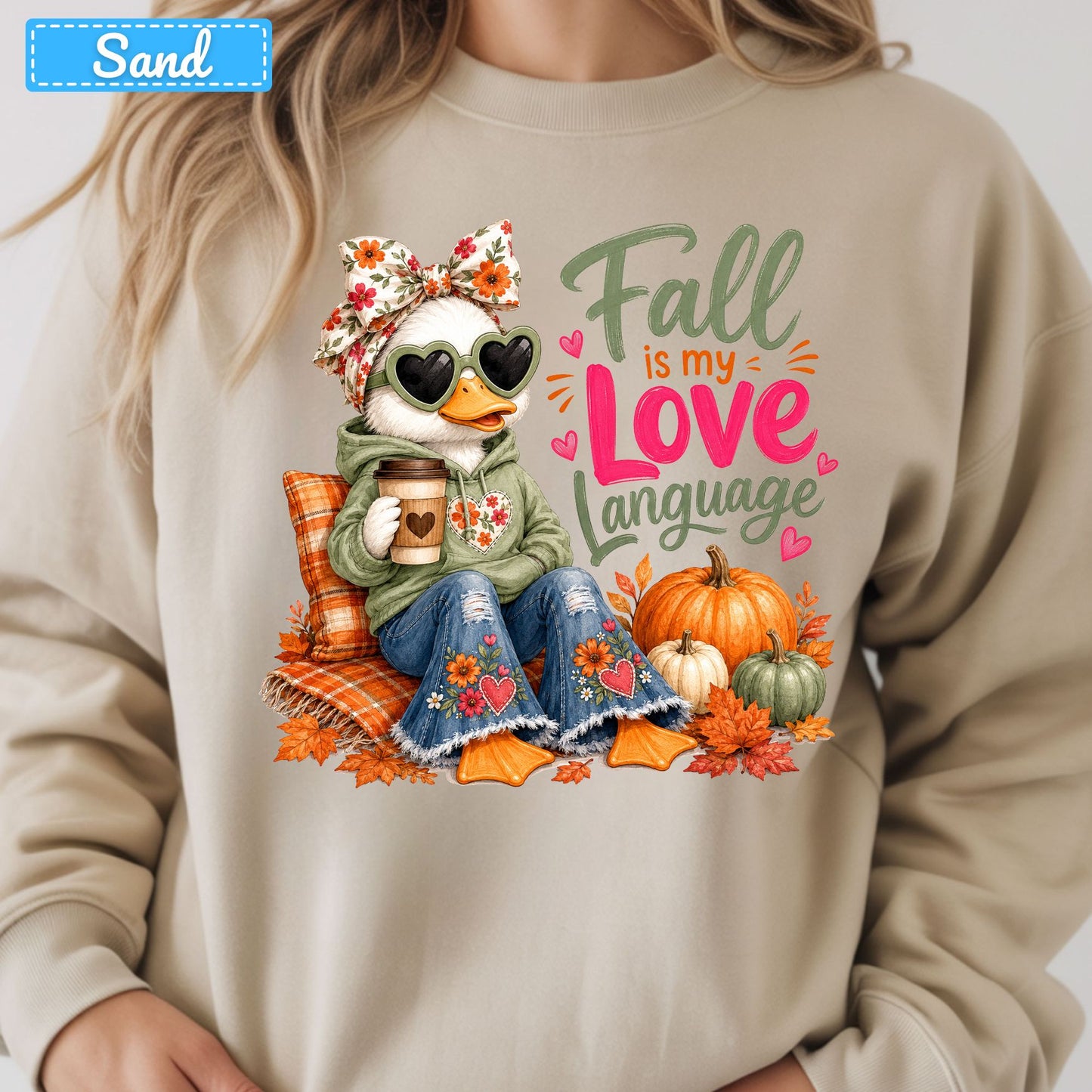 Fall Is My Love Language Duck T-Shirt, Floral Bow Pumpkin Sweatshirt, Coffee Tee