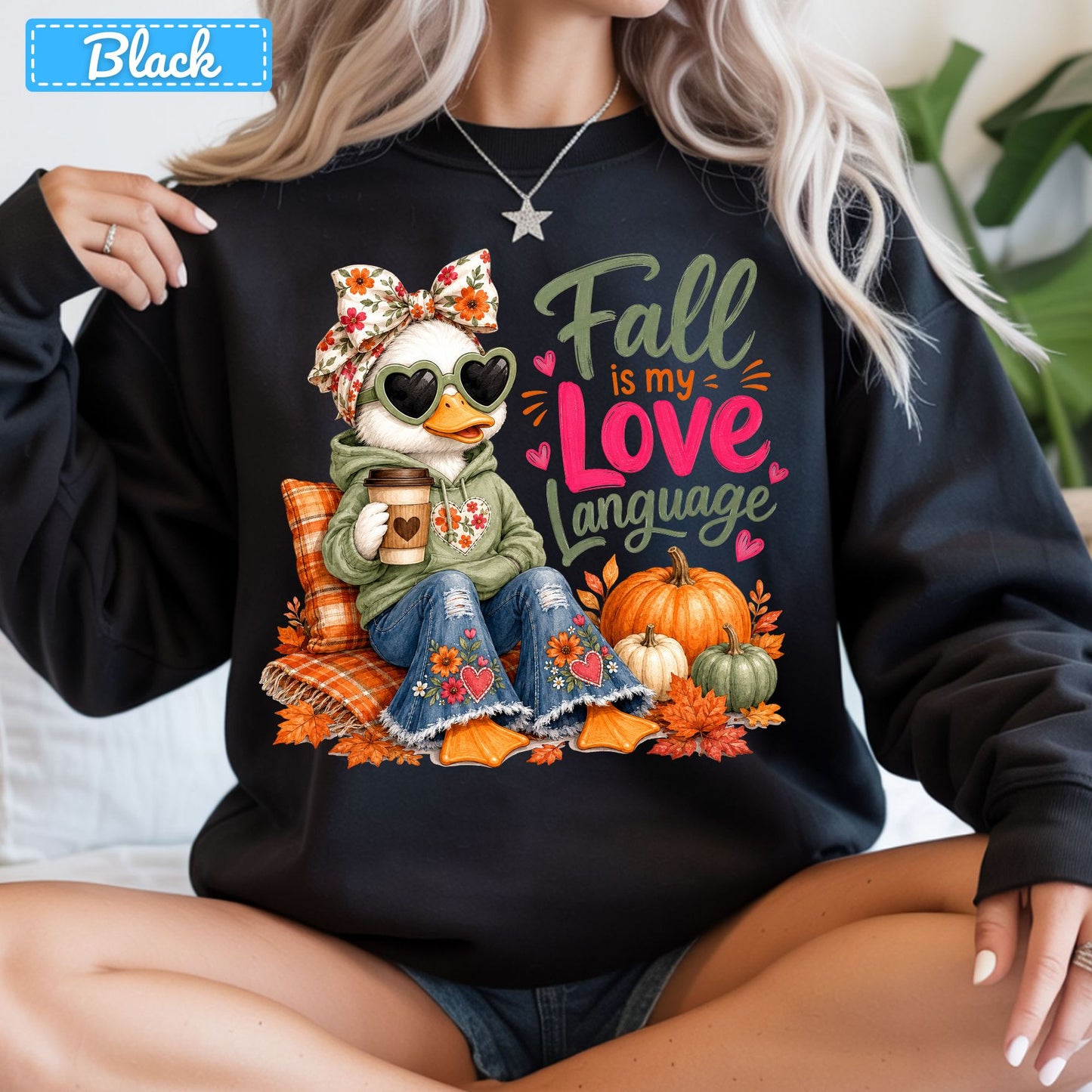 Fall Is My Love Language Duck T-Shirt, Floral Bow Pumpkin Sweatshirt, Coffee Tee