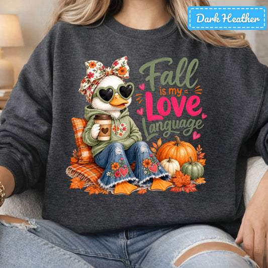 Fall Is My Love Language Duck T-Shirt, Floral Bow Pumpkin Sweatshirt, Coffee Tee
