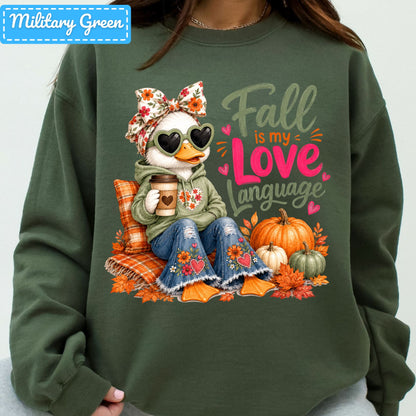 Fall Is My Love Language Duck T-Shirt, Floral Bow Pumpkin Sweatshirt, Coffee Tee