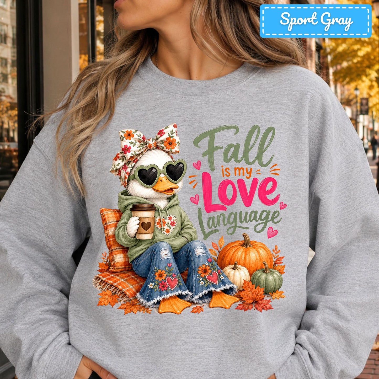 Fall Is My Love Language Duck T-Shirt, Floral Bow Pumpkin Sweatshirt, Coffee Tee