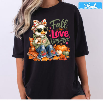 Fall Is My Love Language Duck T-Shirt, Floral Bow Pumpkin Sweatshirt, Coffee Tee