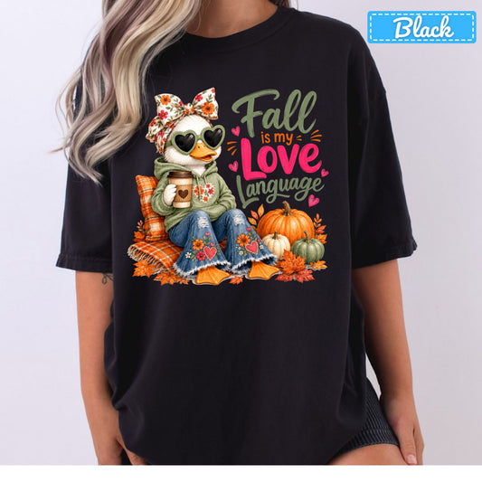 Fall Is My Love Language Duck T-Shirt, Floral Bow Pumpkin Sweatshirt, Coffee Tee