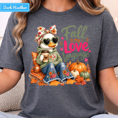 Fall Is My Love Language Duck T-Shirt, Floral Bow Pumpkin Sweatshirt, Coffee Tee