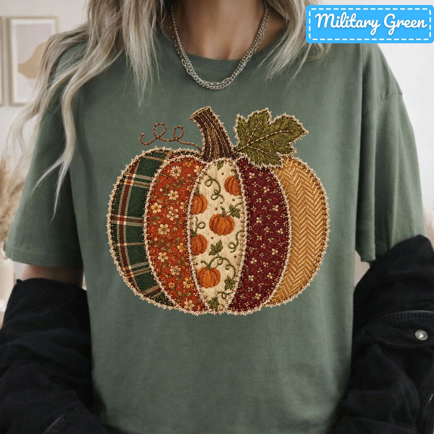 Fall Pumpkin Patchwork Plaid T-Shirt, Floral Pumpkin Sweatshirt, Autumn Tee