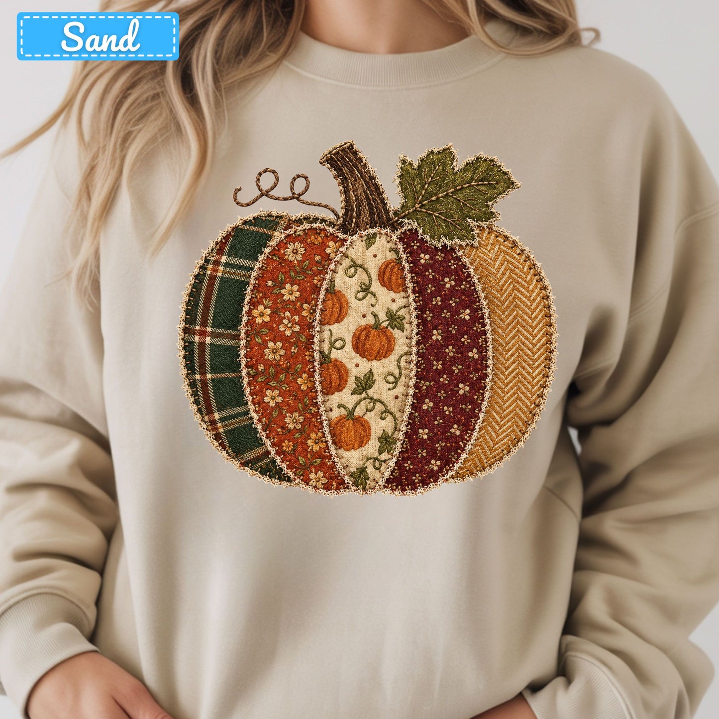 Fall Pumpkin Patchwork Plaid T-Shirt, Floral Pumpkin Sweatshirt, Autumn Tee