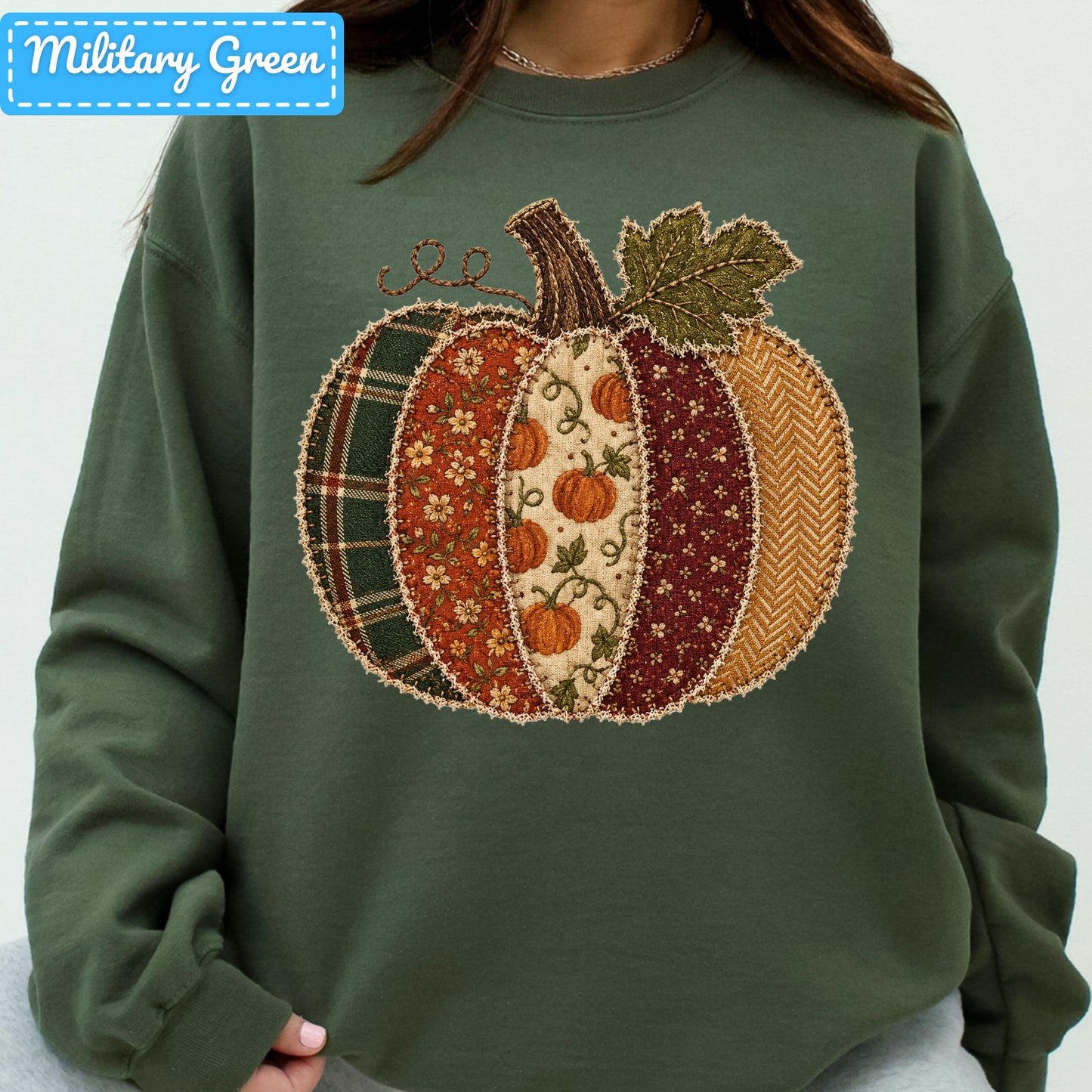 Fall Pumpkin Patchwork Plaid T-Shirt, Floral Pumpkin Sweatshirt, Autumn Tee