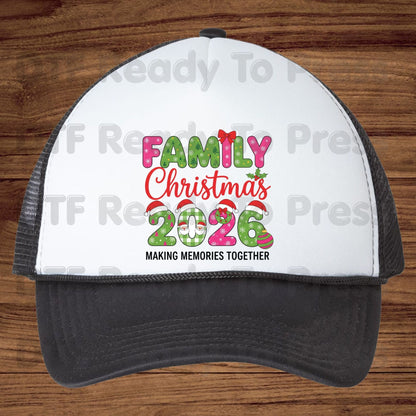 Family Christmas 2026 Making Memories Together DTF Transfer Ready to Press Santa Hat  Heat Transfer for Shirts Holiday UV Sticker Prints