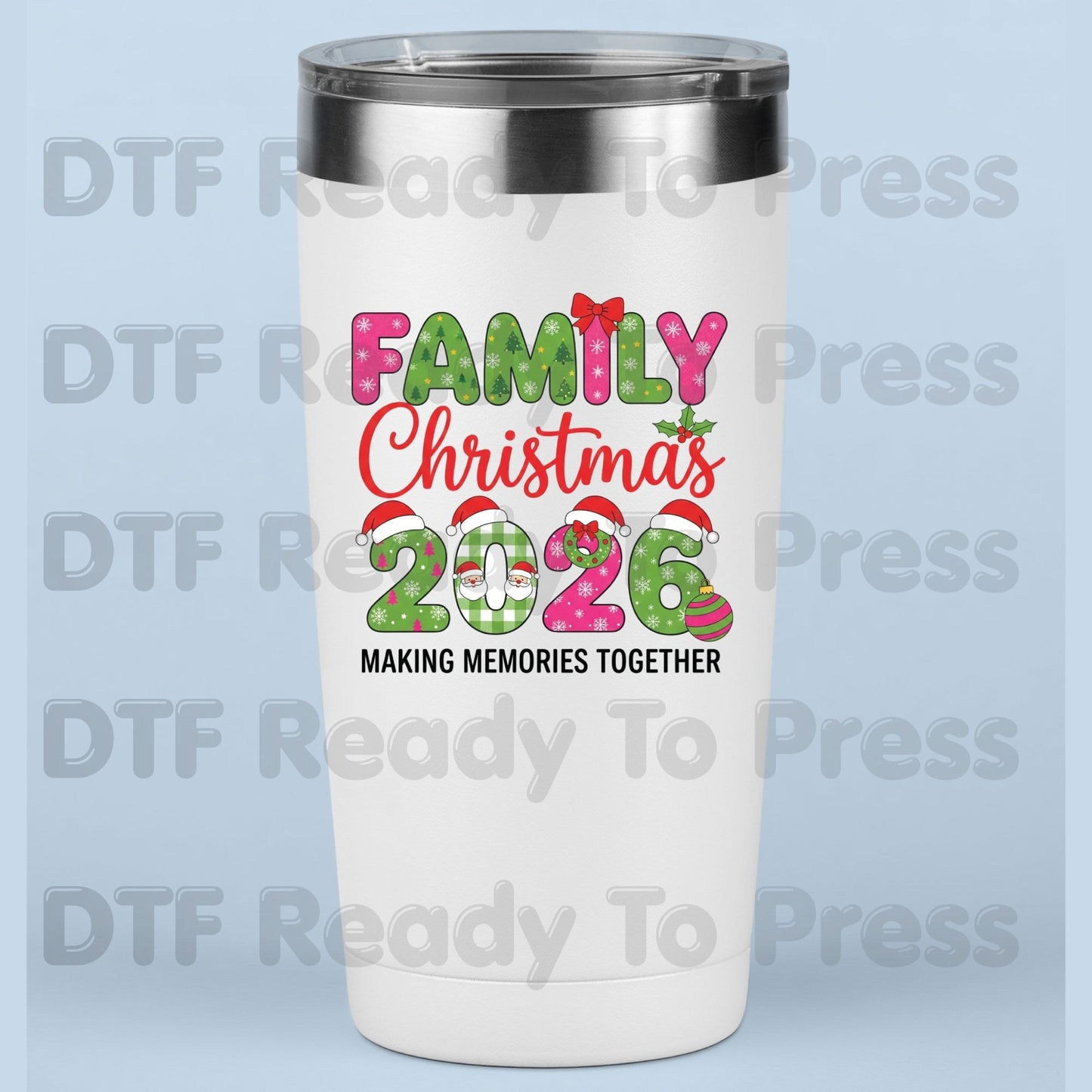 Family Christmas 2026 Making Memories Together DTF Transfer Ready to Press Santa Hat  Heat Transfer for Shirts Holiday UV Sticker Prints