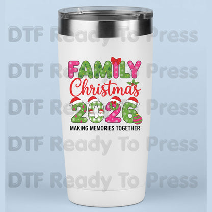 Family Christmas 2026 Making Memories Together DTF Transfer Ready to Press Santa Hat  Heat Transfer for Shirts Holiday UV Sticker Prints