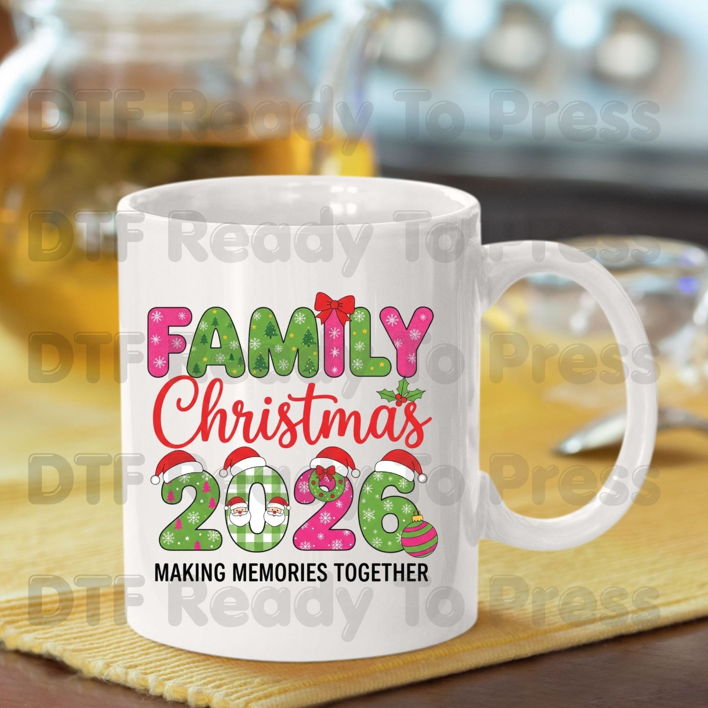 Family Christmas 2026 Making Memories Together DTF Transfer Ready to Press Santa Hat  Heat Transfer for Shirts Holiday UV Sticker Prints