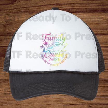 Family Cruise 2026 Making Memories Together DTF Transfer Ready to Press Ship Palm Trees Heat Transfer for Shirts UV Sticker Prints