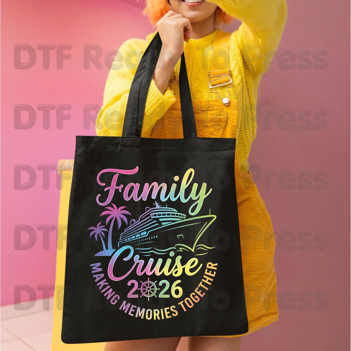 Family Cruise 2026 Making Memories Together DTF Transfer Ready to Press Ship Palm Trees Heat Transfer for Shirts UV Sticker Prints