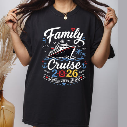Family Cruise 2026 Retro Cruise Ship DTF Transfer Ready to Press Cruise Vacation UV DTF Sticker Nautical Anchor Making Memories Heat Transfer for Shirts