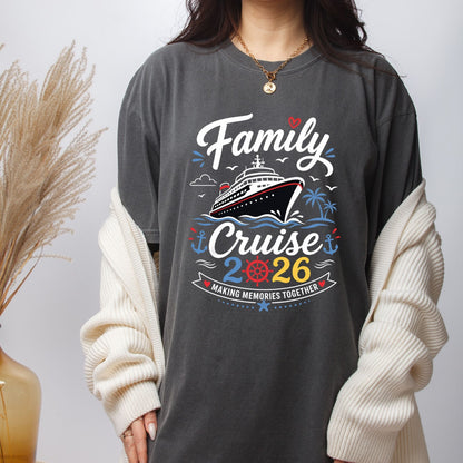 Family Cruise 2026 Retro Cruise Ship DTF Transfer Ready to Press Cruise Vacation UV DTF Sticker Nautical Anchor Making Memories Heat Transfer for Shirts