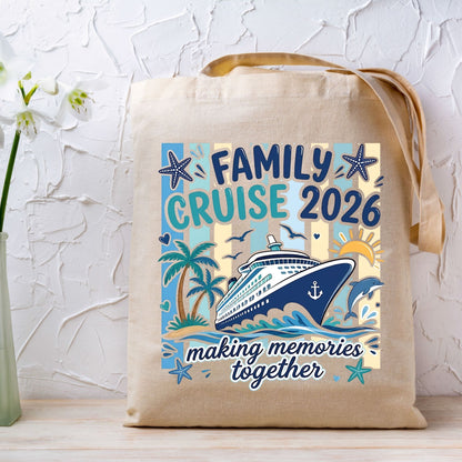 Family Cruise 2026 Retro Cruise Ship DTF Transfer Ready to Press Family Vacation UV DTF Sticker Making Memories Together Ocean Liner Heat Transfer for Shirts