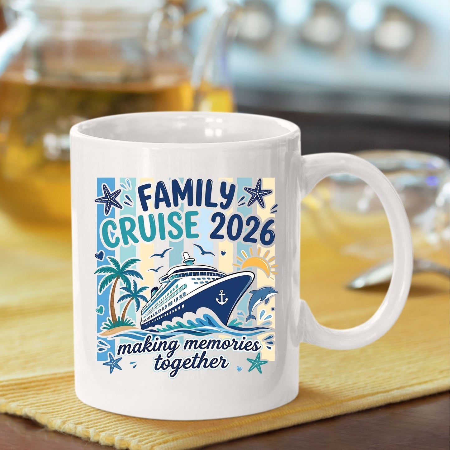 Family Cruise 2026 Retro Cruise Ship DTF Transfer Ready to Press Family Vacation UV DTF Sticker Making Memories Together Ocean Liner Heat Transfer for Shirts